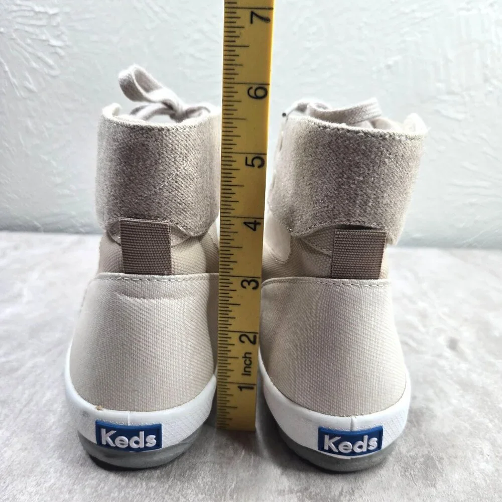 Keds Lace Up High Top Sneakers Tan Canvas Streetwear Casual Shoe Boots Size 7 - Picture 4 of 13